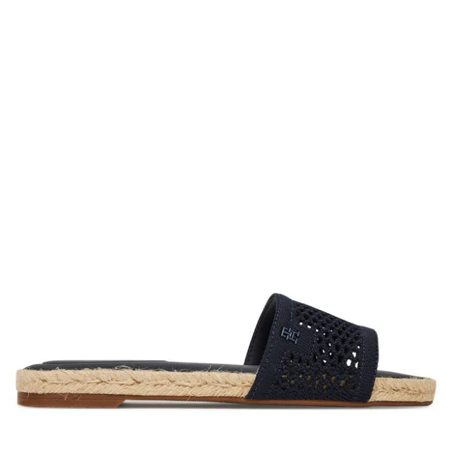Klapki Tommy Hilfiger Knit Mesh Espadrille Flat Sandal FW0FW08744 Granatowy