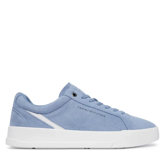 Sneakersy Tommy Hilfiger Th Court Premium Suede FM0FM05880 Niebieski jasny