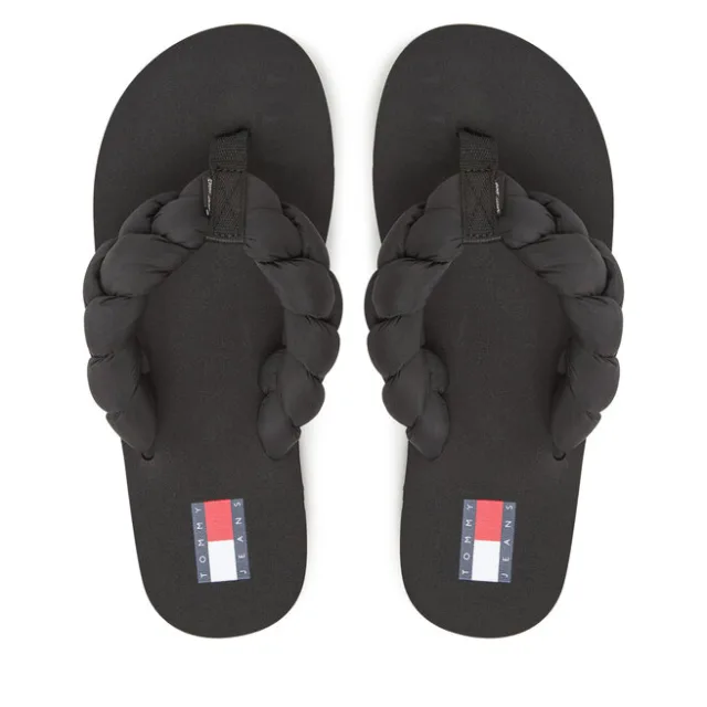 Japonki Tommy Jeans Braided Thong Beach Sandal EN0EN02877 Czarny