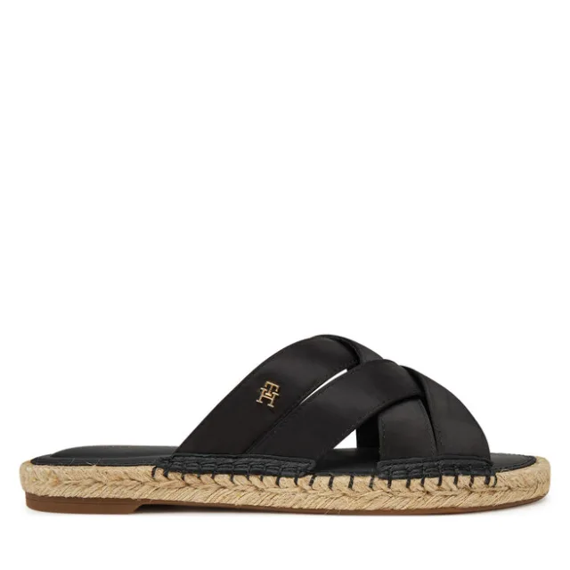 Klapki Tommy Hilfiger Satin Espadrille Mule FW0FW08502 Czarny