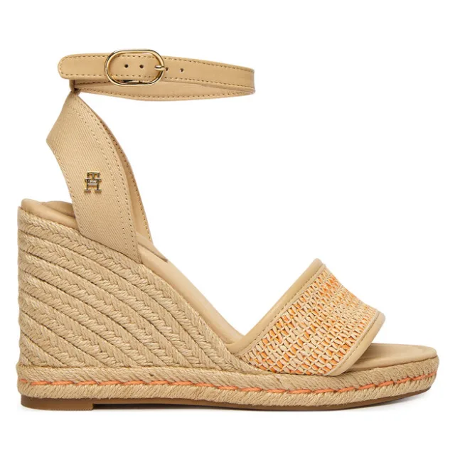 Espadryle Tommy Hilfiger High Wedge Espad FW0FW09471 Beżowy jasny