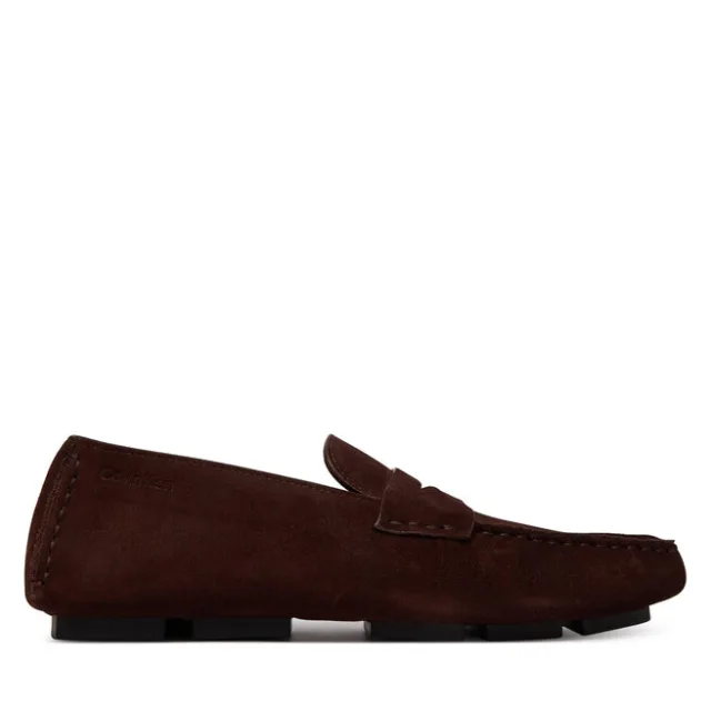 Mokasyny Calvin Klein Square Driver Suede HW0HW02844 Bordowy