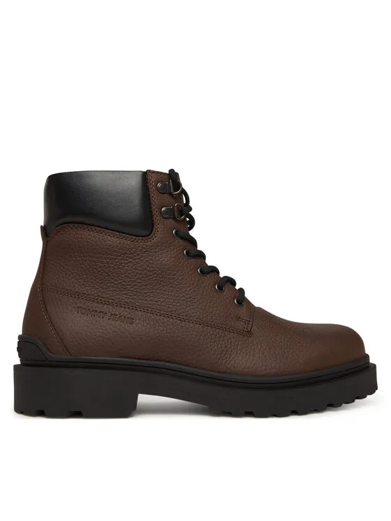 Trzewiki Tommy Jeans Tjm Lace Up Boot Leather EM0EM01629 Brązowy