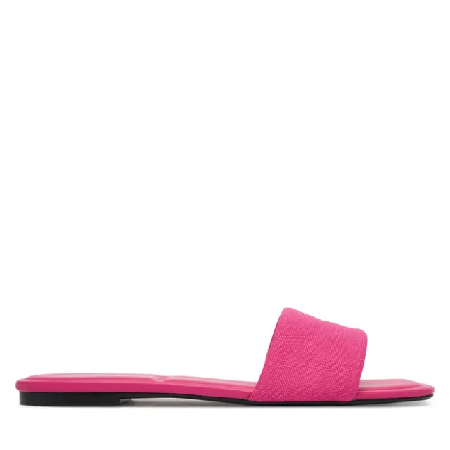 Klapki Calvin Klein Square Flat Sndl Canvas Hw HW0HW03129 Różowy