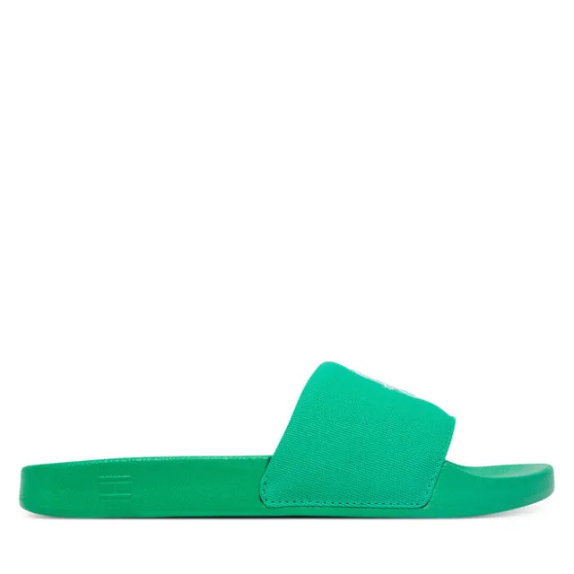 Klapki Tommy Hilfiger Th Script Pool Slide FW0FW09286 Zielony