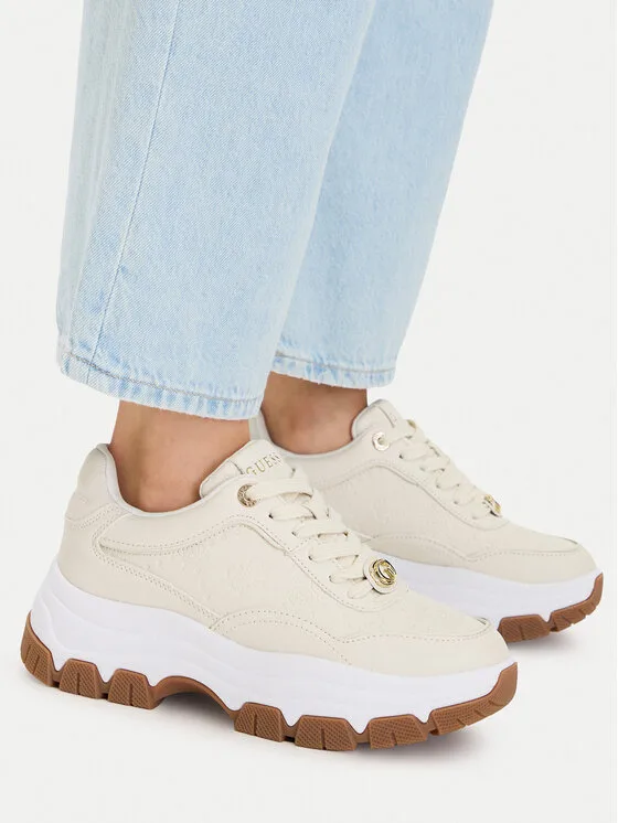 Sneakersy Guess FLFBRT PEL12 Écru