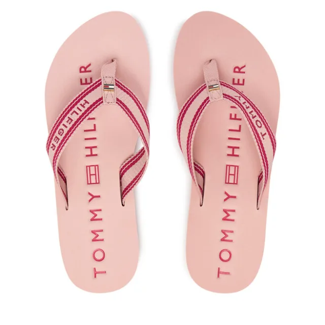 Japonki Tommy Hilfiger Th Webbing Summer Sandal FW0FW09193 Różowy