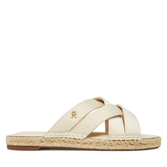 Klapki Tommy Hilfiger Satin Espadrille Mule FW0FW08502 Beżowy