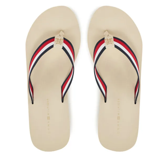 Japonki Tommy Hilfiger Th Corporate Wedge Beach Sandal FW0FW08520 Beżowy