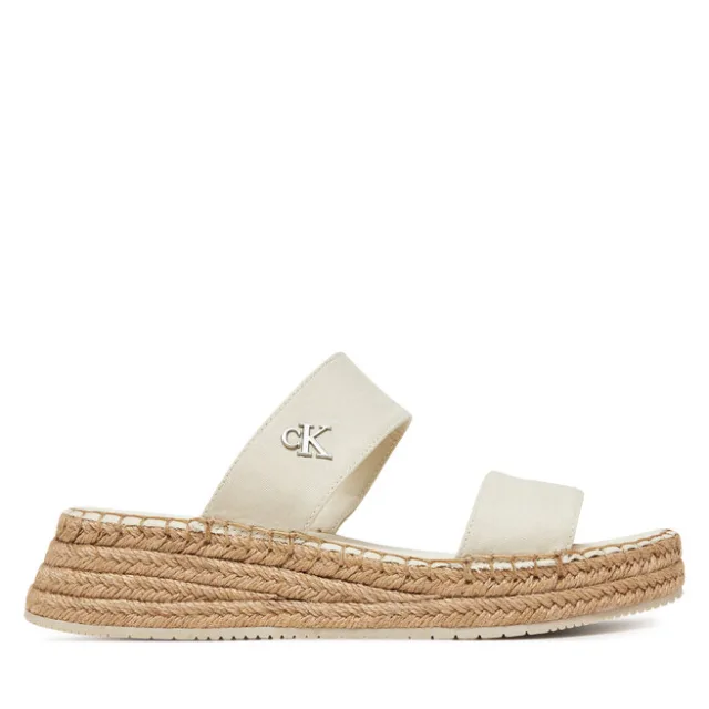 Klapki Calvin Klein Jeans Sporty Rope Mg Lth Webbing YW0YW01704 Beżowy