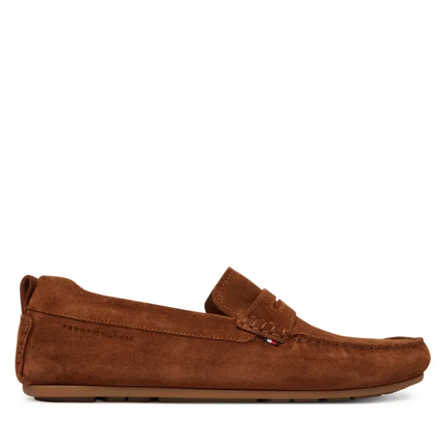 Mokasyny Tommy Hilfiger Core Hilfiegr Suede Driver FM0FM05789 Écru
