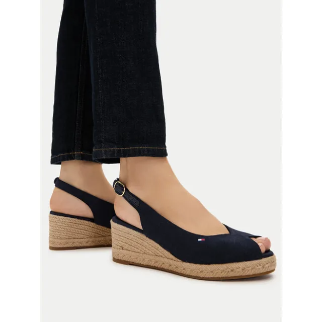 Espadryle Tommy Hilfiger Mid Wedge Espad Slingback FW0FW09228 Granatowy