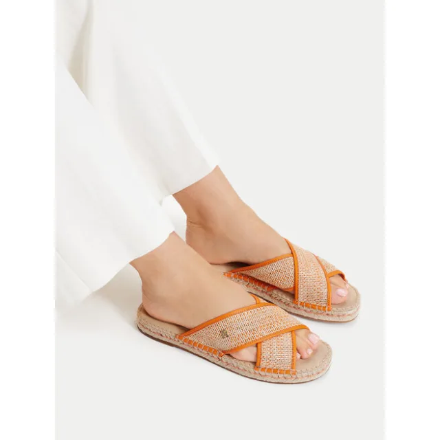 Klapki Tommy Hilfiger Monogram Espadrille FW0FW09139 Pomarańczowy