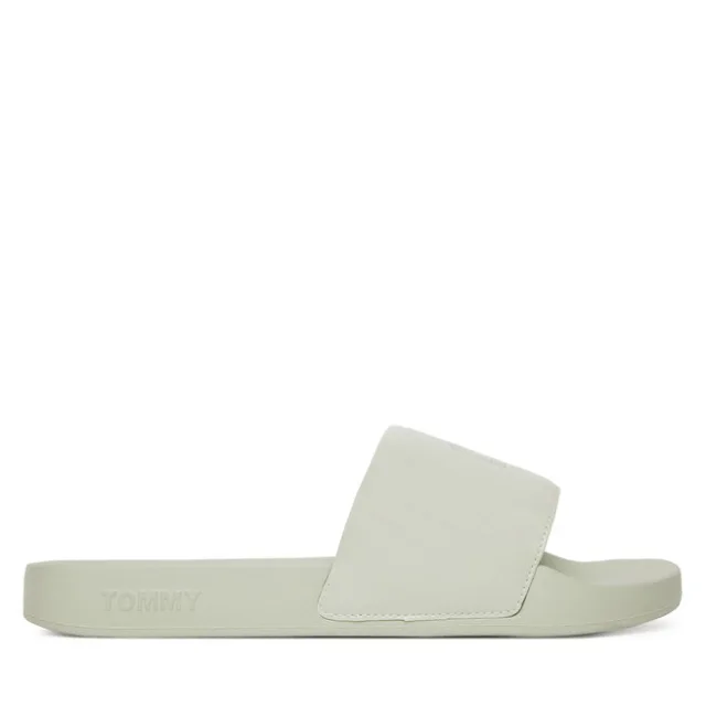 Klapki Tommy Jeans Flag Pool Slide Patent EN0EN02901 Zielony