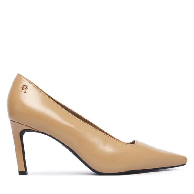 Szpilki Tommy Hilfiger Squared Toe High Heel Lth Pump FW0FW09510 Beżowy