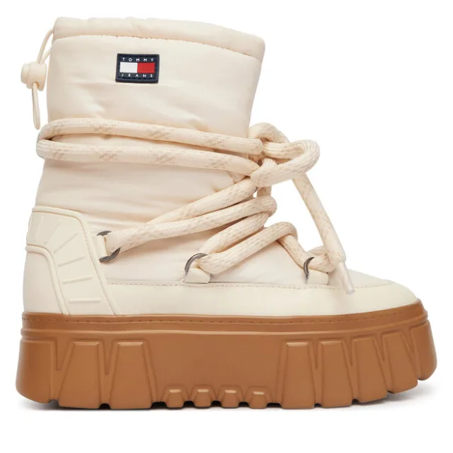 Śniegowce Tommy Jeans Tjw Platform Nylon Snowboot Wl EN0EN03163 Kremowy